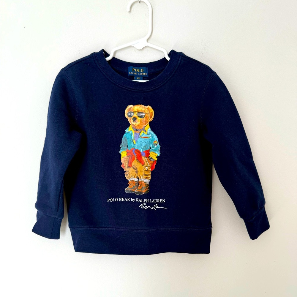 Ralph Lauren Polo Bear Navy Crewneck Sweatshirt - Kids